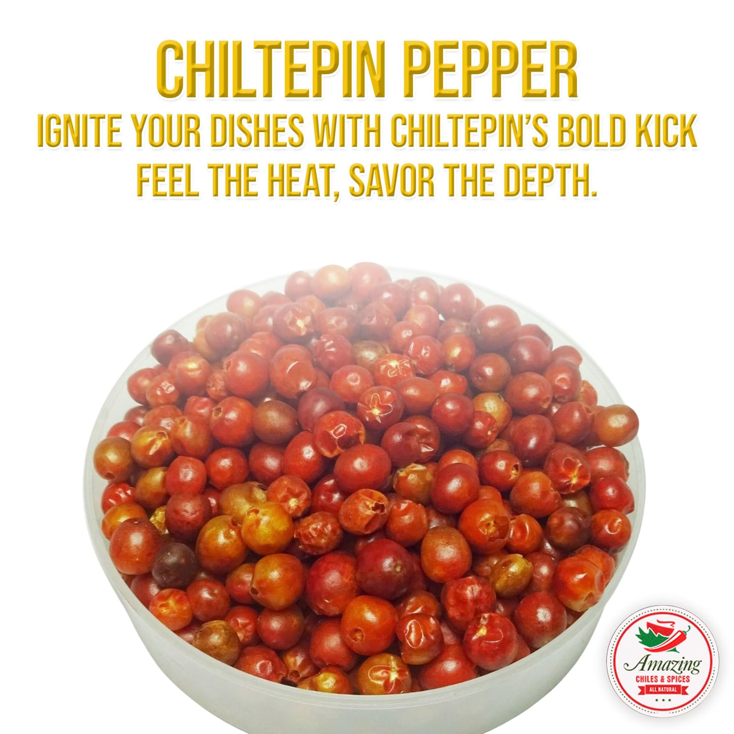 Amazing Chiles & Spices Dried Chiltepin Peppers - Very Hot, Smoky Flavor, 1oz Resealable Bag, Pack of 2