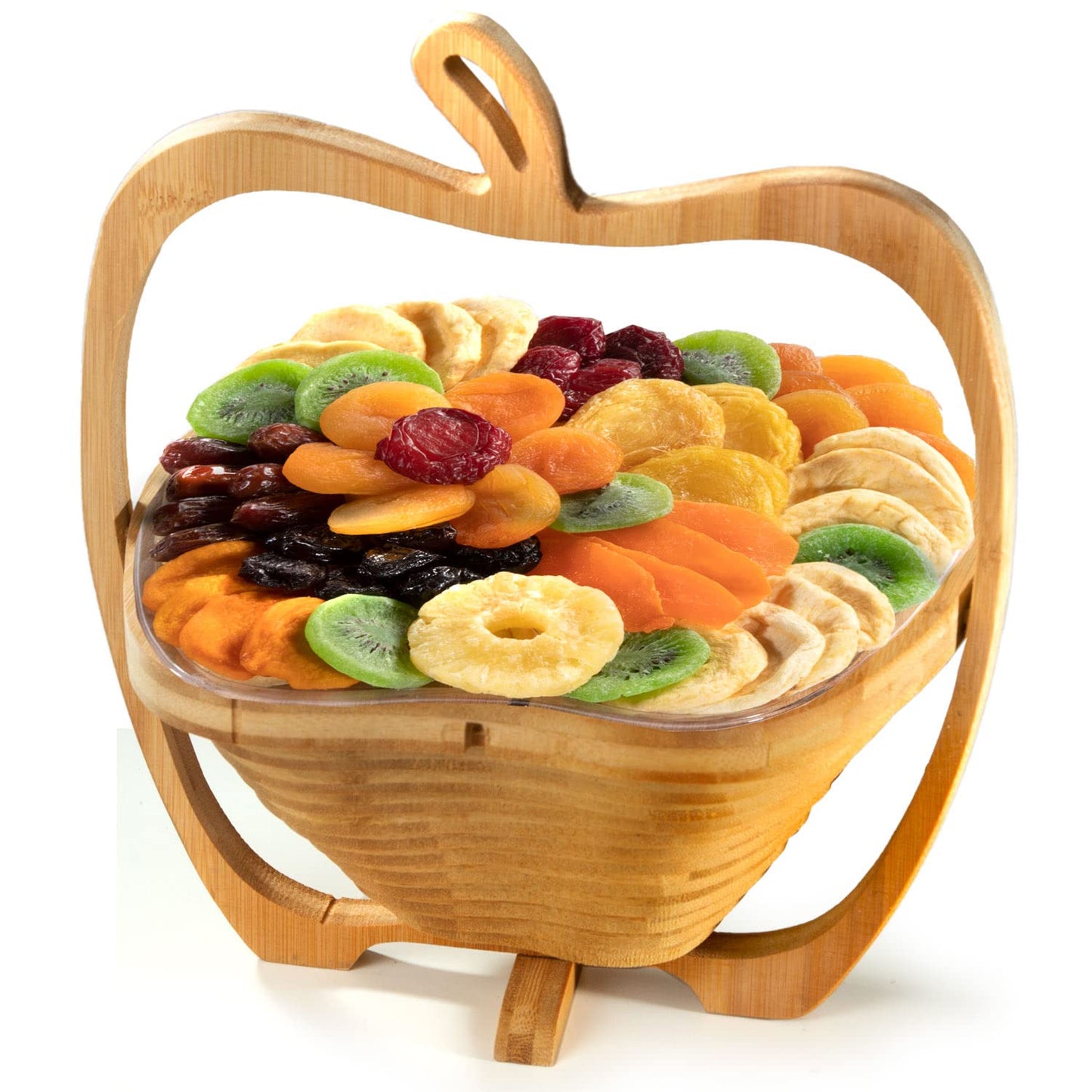 Dried Fruit Favorites on Apple Shape Bamboo Tray, Converts to Bowl for Mothers Day, Birthday, Thank You, Corporate Gifts by Blu