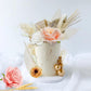HAVAGDTM 22 PCS Boho Cake Topper Set - Vintage Artificial Rose Flowers & Dried Pampas Grass - Pink White Apricot for Weddings & Parties
