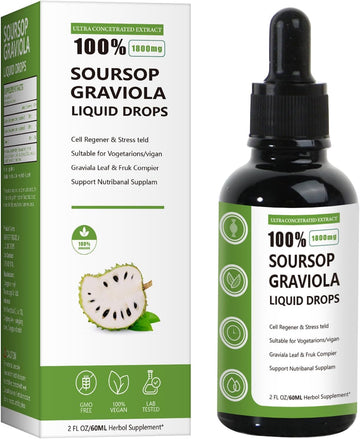 JTEVEweu Naturesours 100% Pure Organic Soursop Extract, 100% Pure Organic Soursop Extract, Naturesours Soursop Liquid Drops Herb