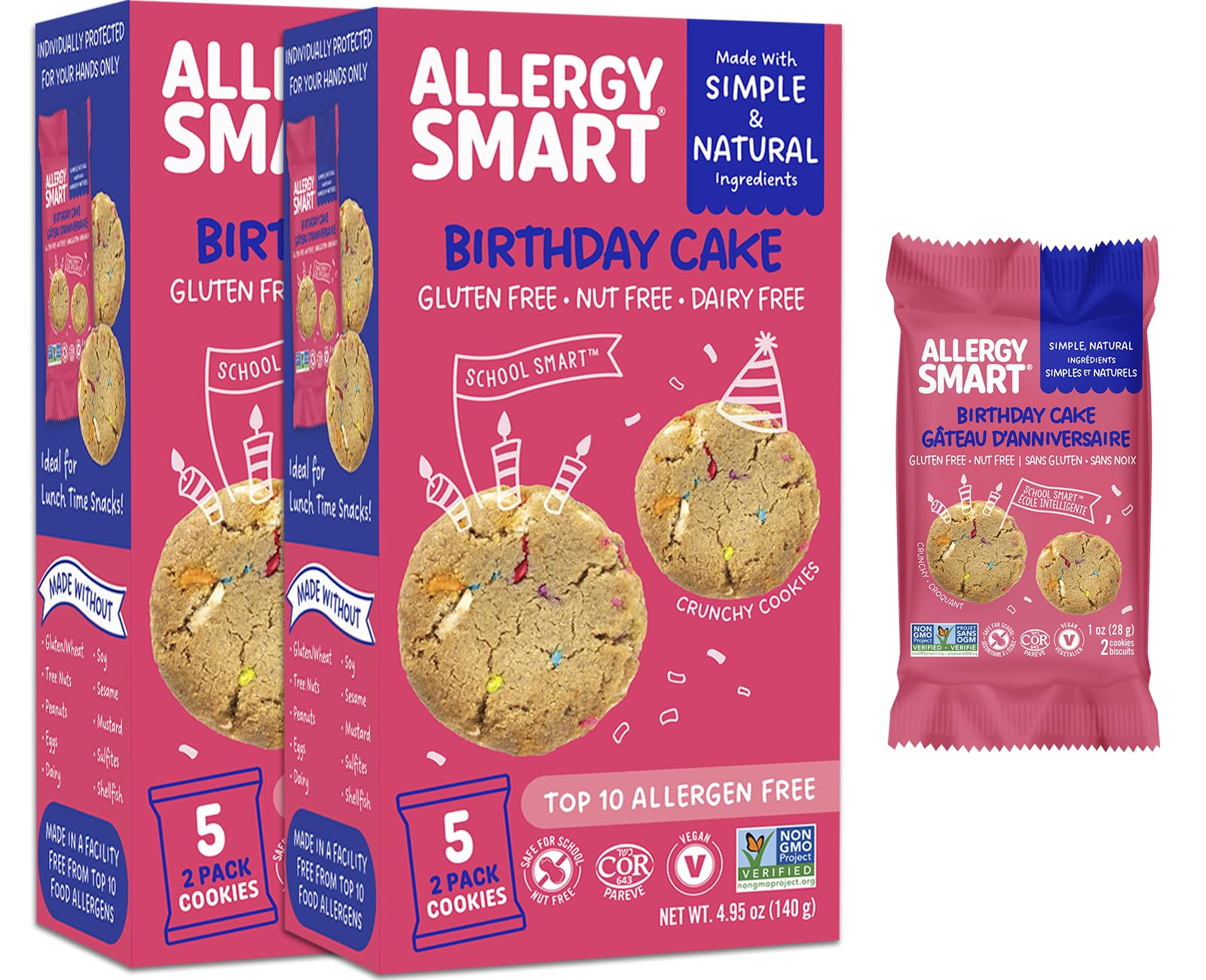 Allergy Smart Crunchy BIRTHDAY CAKE Cookies | Gluten Free, Nut Free, Egg Free, Dairy Free, Kosher, Celiac Safe | Delicious Vegan