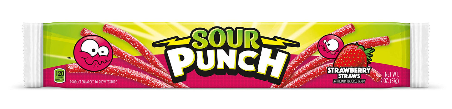 Sour Punch Strawberry Sour Straws 2Oz Tray (Pack Of 24)