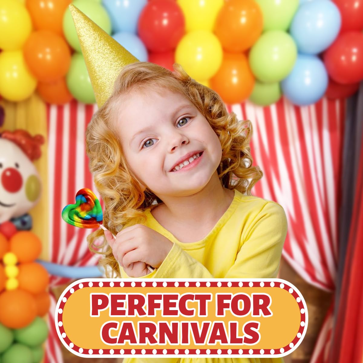 Yumzo Carnival Lollipops - Rainbow Twist, 50 Count, Individually Wrapped, Great for Parties, Size: 16.51 cm x 15.90 cm x 17.