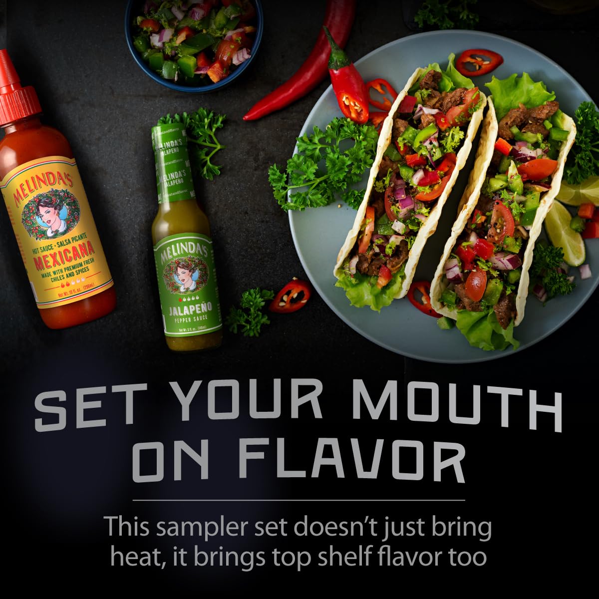 Melindas Taco Sauce Collection - 6 Pack Variety Hot Sauce - Gluten Free, Vegan, Keto - 54 Oz Total