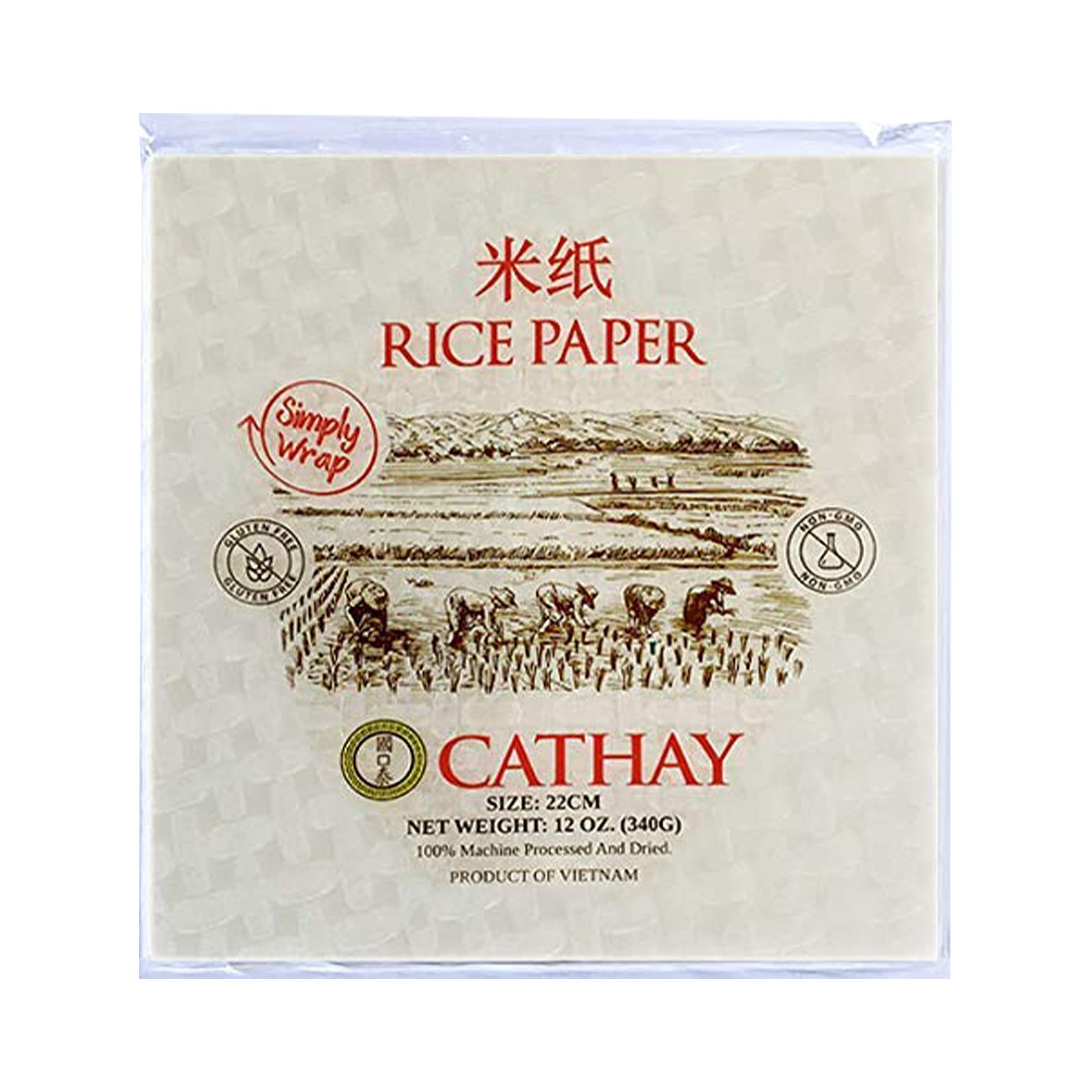 Cathay Fresh Spring Roll Rice Paper Wrappers, Gluten-Free, Low Carb, 30 Sheets, 12 Ounce
