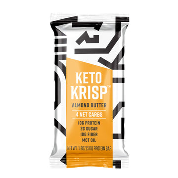 Cando Keto Krisp Almond Butter Keto Snack Bars - Low-Carb, Low-Sugar High Protein Bars - Gluten-Free Crispy, Perfectly Delicious