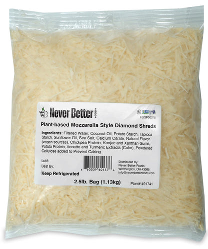 Dairy Free Cheese, Vegan Mozzarella Cheese That Melts Perfectly, Healthy Plant Based Cheese, 2.5 LB Bag of Vegan Cheese Shredded
