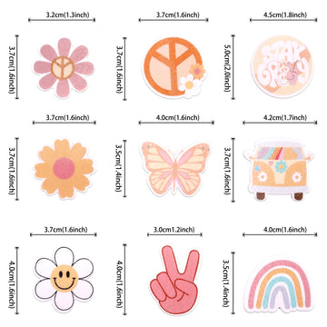 63 Pcs Edible Hippie Party Cupcake Toppers Peace Sign Hand Butterfly Two Groovy Cupcake Picks Dasiy 60S Retro Boho Cake Decorati
