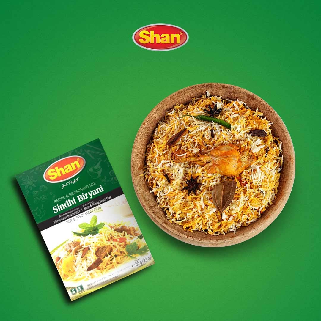 Shan Sindhi Biryani Recipe & Seasoning Mix (60G) - Spice Packets For Hot & Spicy Meat Pilaf - Indian Rice Seasoning With Turmeri