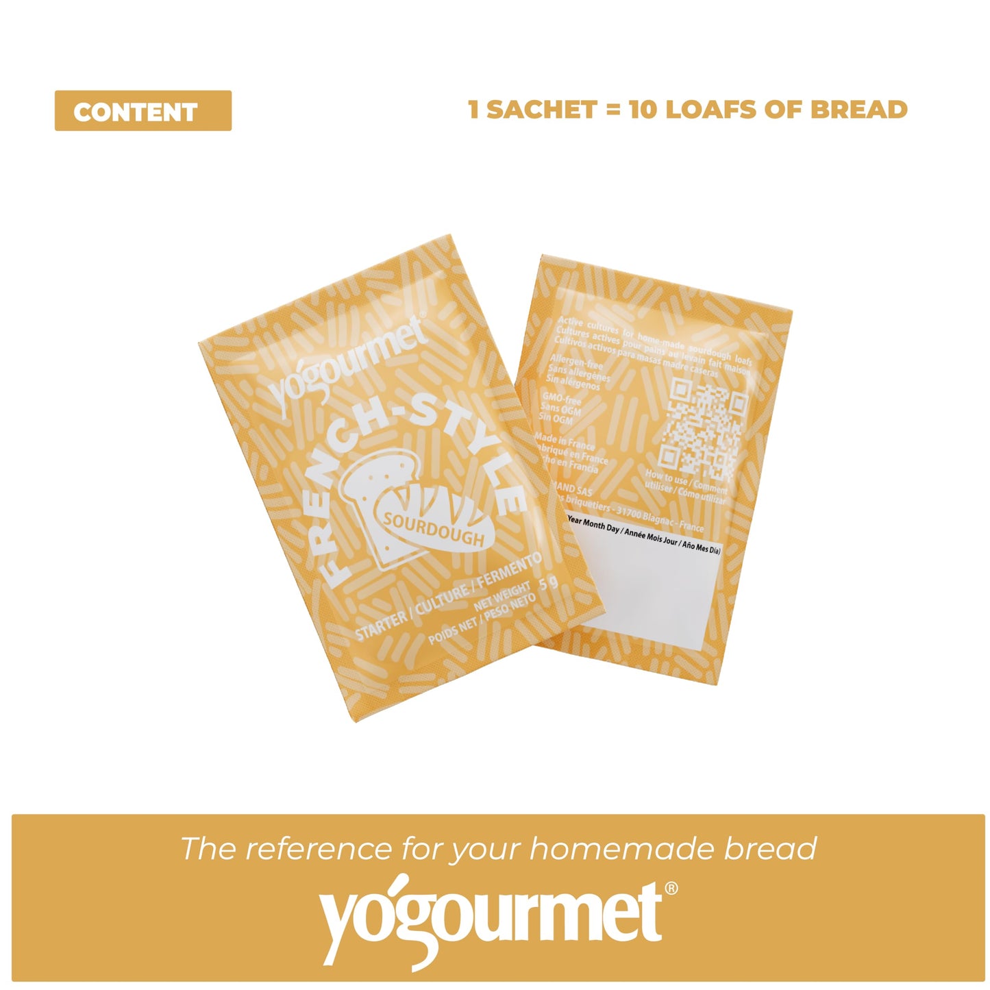 Yogourmet Sourdough Starter Culture - All Natural, Kosher - 5 g Sachet for 10 Loaves - French Style