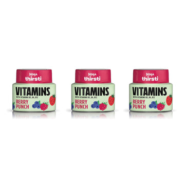 Ninja Thirsti Flavored Water Drops, Vitamins With Vitamins B3, B6, B12, Berry Punch, 3 Pack, Zero Calories, Zero Sugar, 2.07 Fl