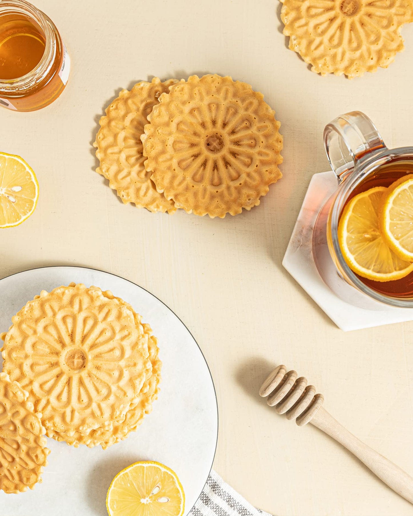 Reko Pizzelle Authentic Italian Style Waffle Cookie, Lemon, 7 Ounce (Pack of 12)