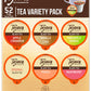 Tejava Tea Variety Pack, 52Ct. 6 All Natural Unsweetened Flavored Recyclable Single Serve Assorted Variety Pack Black Tea Pods,
