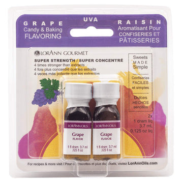 LorAnn Grape SS Flavor, 1 dram bottle (.0125 fl oz - 3.7ml - 1 teaspoon) -Twin pack Blistered