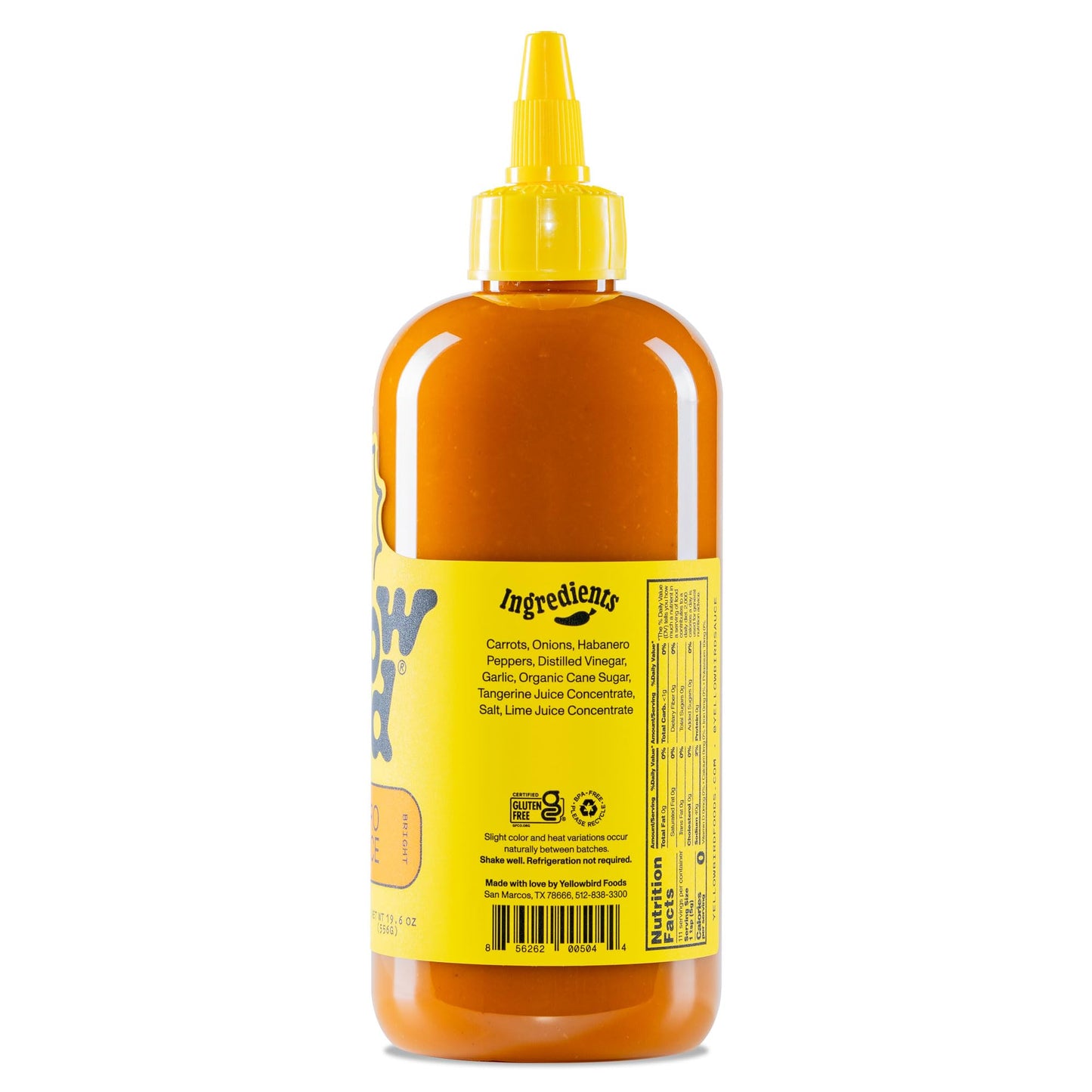 Yellowbird Classic Habanero Hot Sauce - Medium Hot - 19.6 oz Tabletop Size - Made in Texas - Model 211