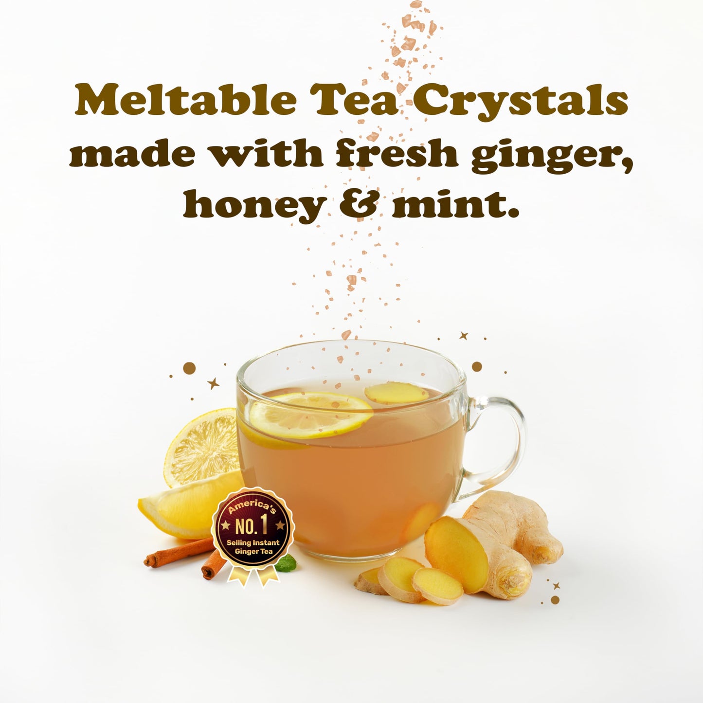 Pocas Honey Ginger Instant Tea Powder, Mint Flavor, Caffeine-Free, 20 Count (Pack of 2)