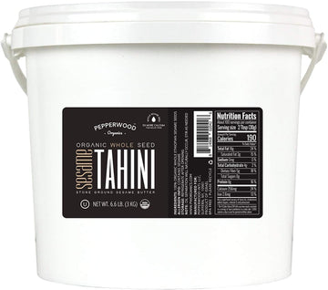 Organic Whole Sesame Tahini Paste - Bulk 6.6lb Bucket - Unhulled & Stone-Ground - Silky Smooth Texture in Hummus, Dips, Dressing