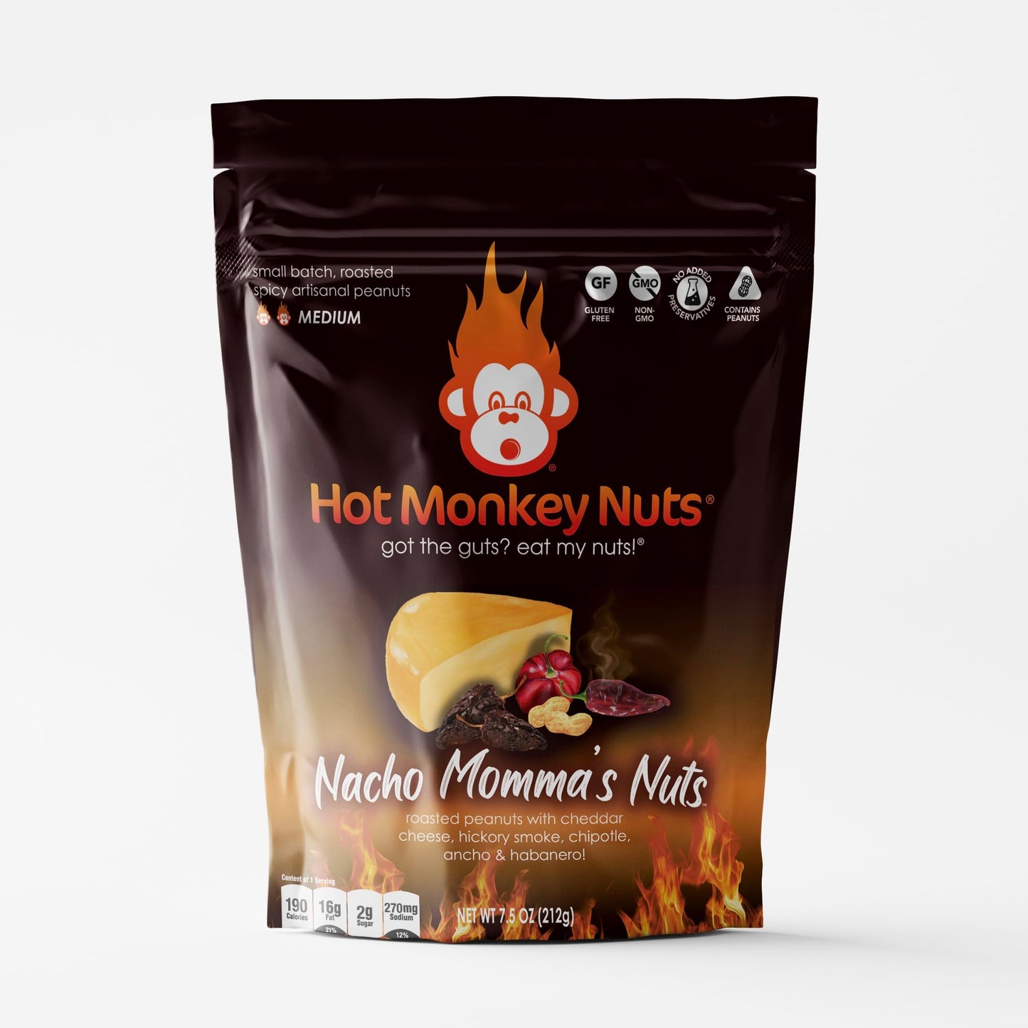 Hot Monkey Nuts Spicy Artisanal Peanuts | 3-Pack Medium Heat Roasted Peanuts | Nacho Momma'S Nuts, Sour Screamin' Onion & Jamaic