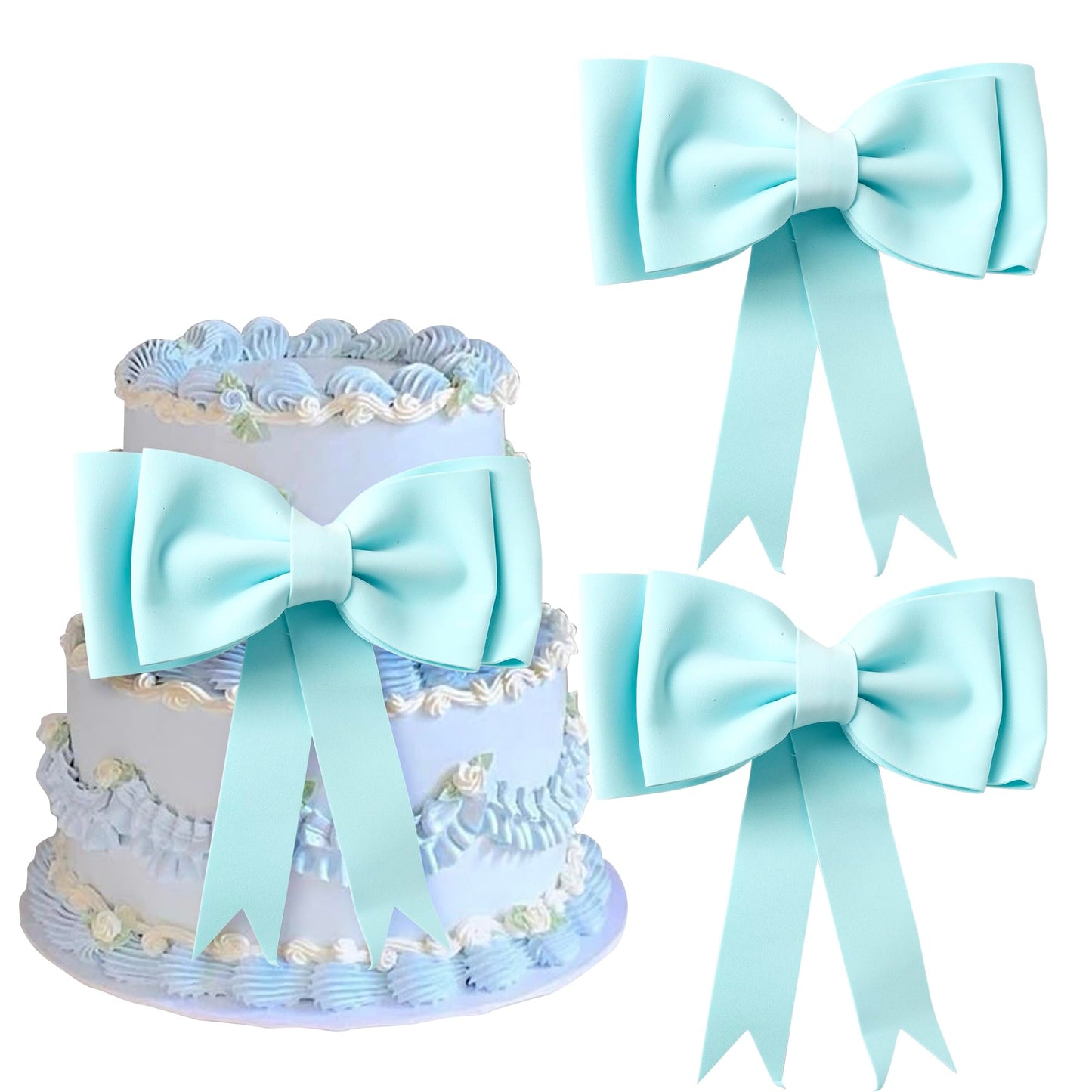 YCTHUNFISH 2 Pack Pink Bow Cake Topper Kit for Birthday, Baby Shower, Wedding Decorations, Oversized EVA Foam Bows