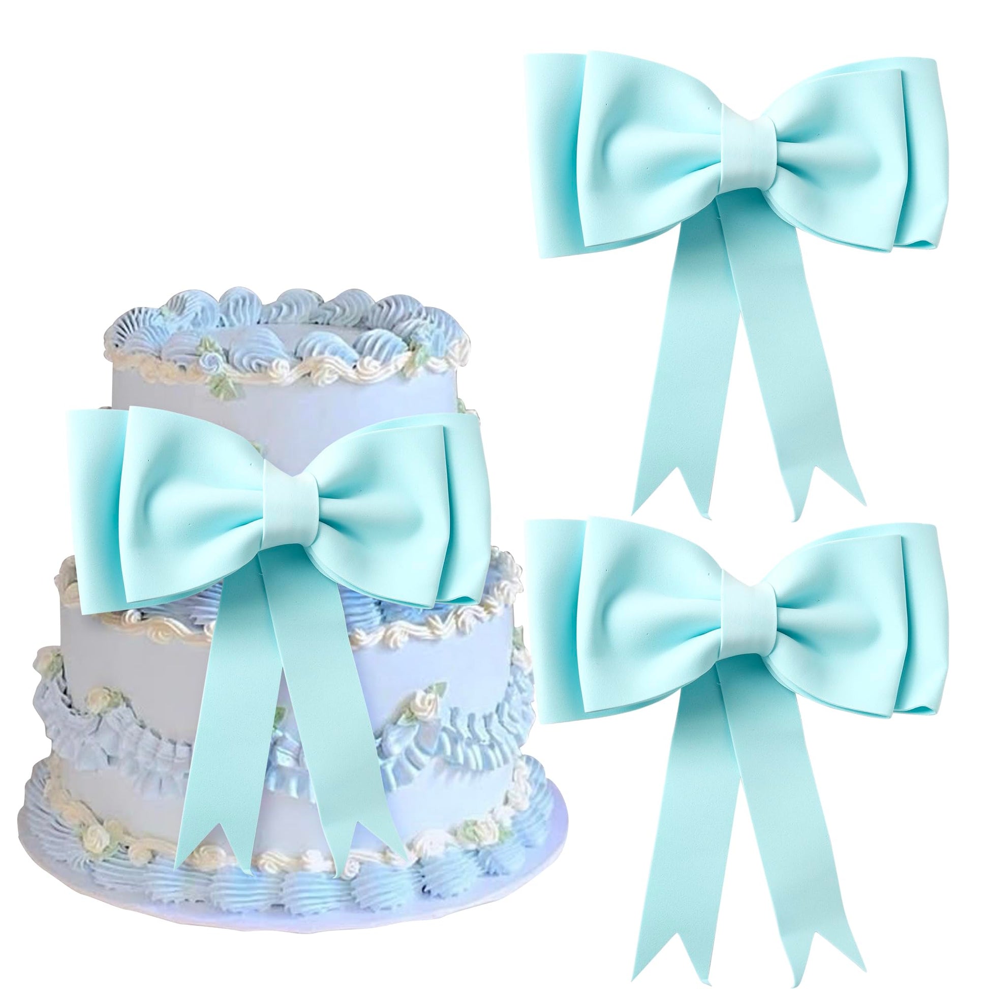 YCTHUNFISH 2 Pack Pink Bow Cake Topper Kit for Birthday, Baby Shower, Wedding Decorations, Oversized EVA Foam Bows