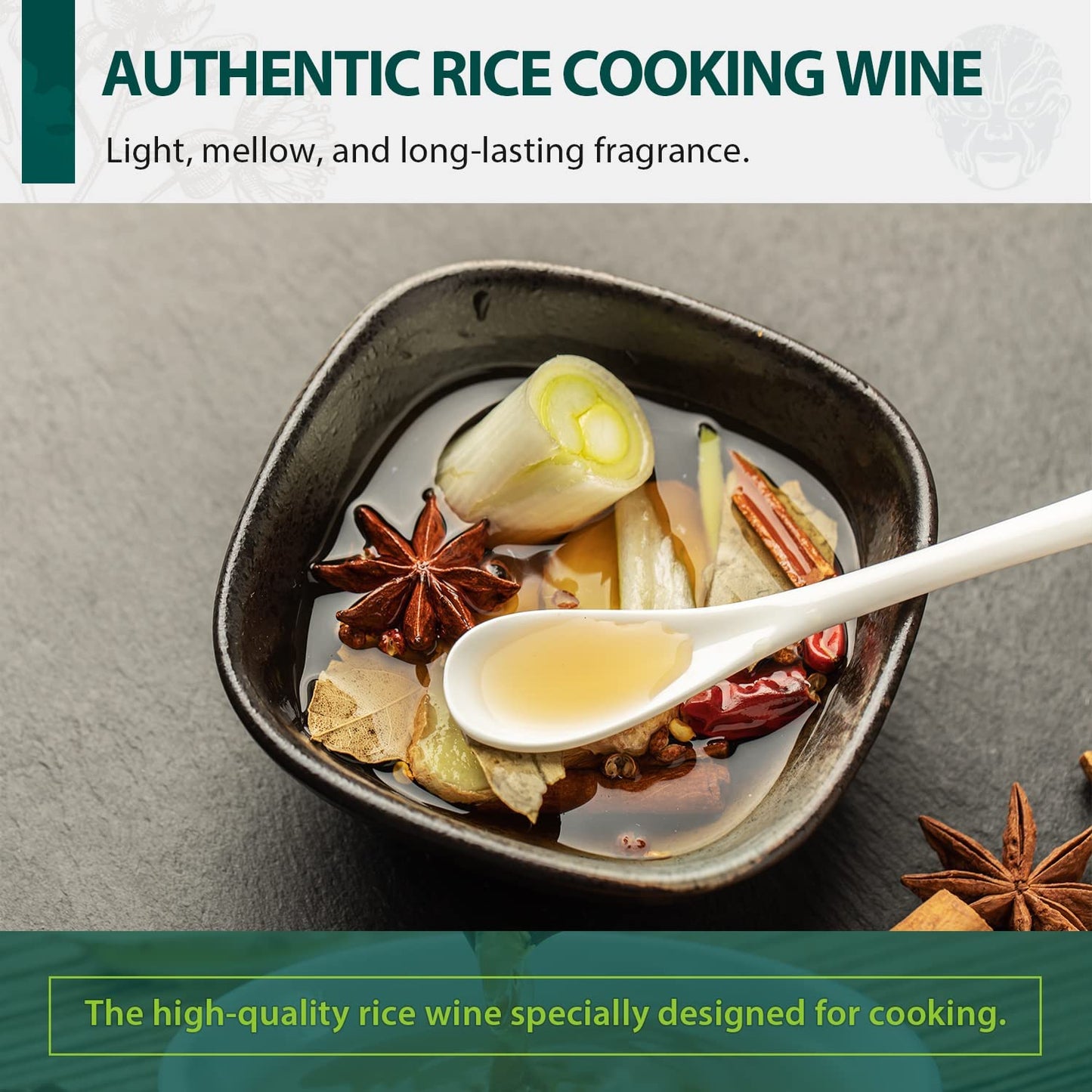Soeos Shaoxing Cooking Wine, Chinese Rice Wine, 51.24 Fl Oz (1500ml), Ideal for Cooking