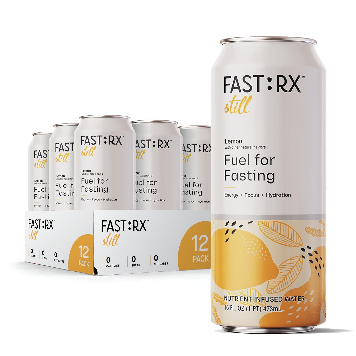 Fastrx Meyer Lemon Still Fasting Electrolytes Drink – Sugar Free Electrolytes For Glp-1 Hydration Support, Hunger Suppressant With Vitamins & Minerals – Zero Calories & Carbs – 16Oz, 12-Pack