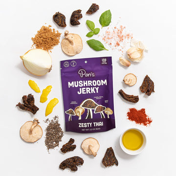 Pan'S Mushroom Zesty Thai Flavor Dried Mushrooms Shitake Jerky, Gluten Free, Soy Free, 2.2 Ounce (Pack Of 6)