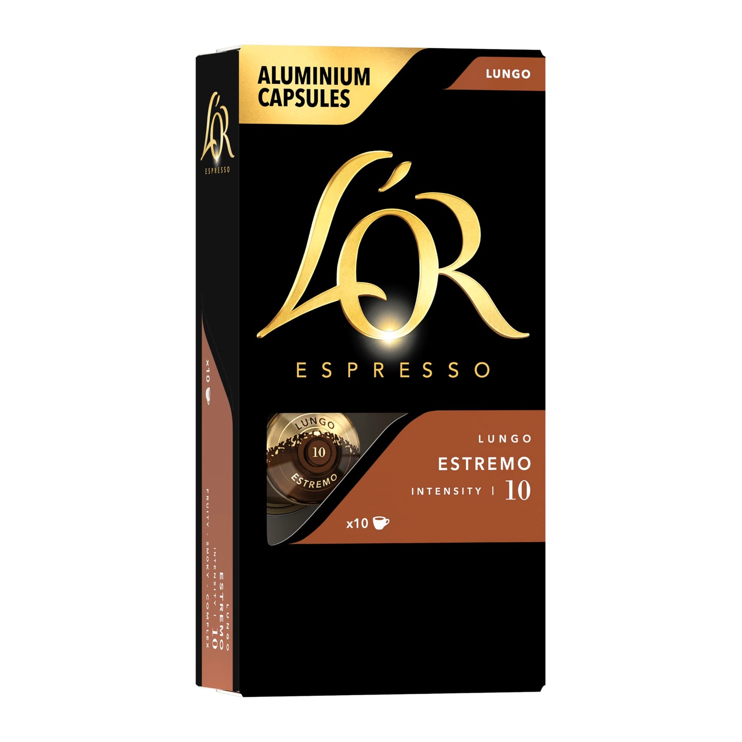 LOr Espresso Units  10 Count Estremo Lungo  Single-Serve Aluminum Coffee Units Compatible With The LOr Barista System & *Nespresso Oriflavor Blendal Machines  10 Count (Pack Of 1)