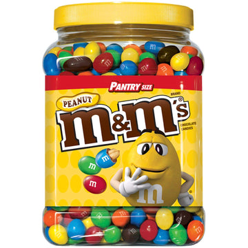 M&MS Peanut Chocolate Candy Pantry Size Plastic Jar 62 oz. (pack of 3) A1