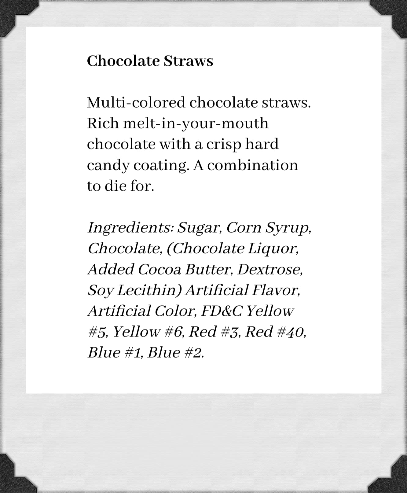 Vintage Candy Vending Plantation Candy Gift Bags - One Pound Chocolate Straws