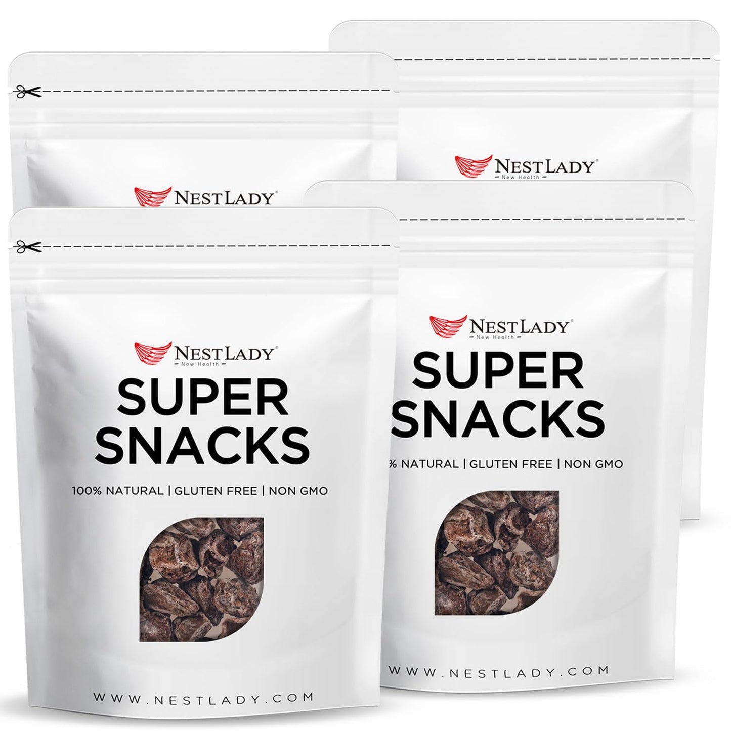 NESTLADY Sweet And Sour Dried Plum 60g (4 Packs, 240g in Total)- 100% Natural, Sweet and Sour, Healthy Snacks, Resealable Bag, P