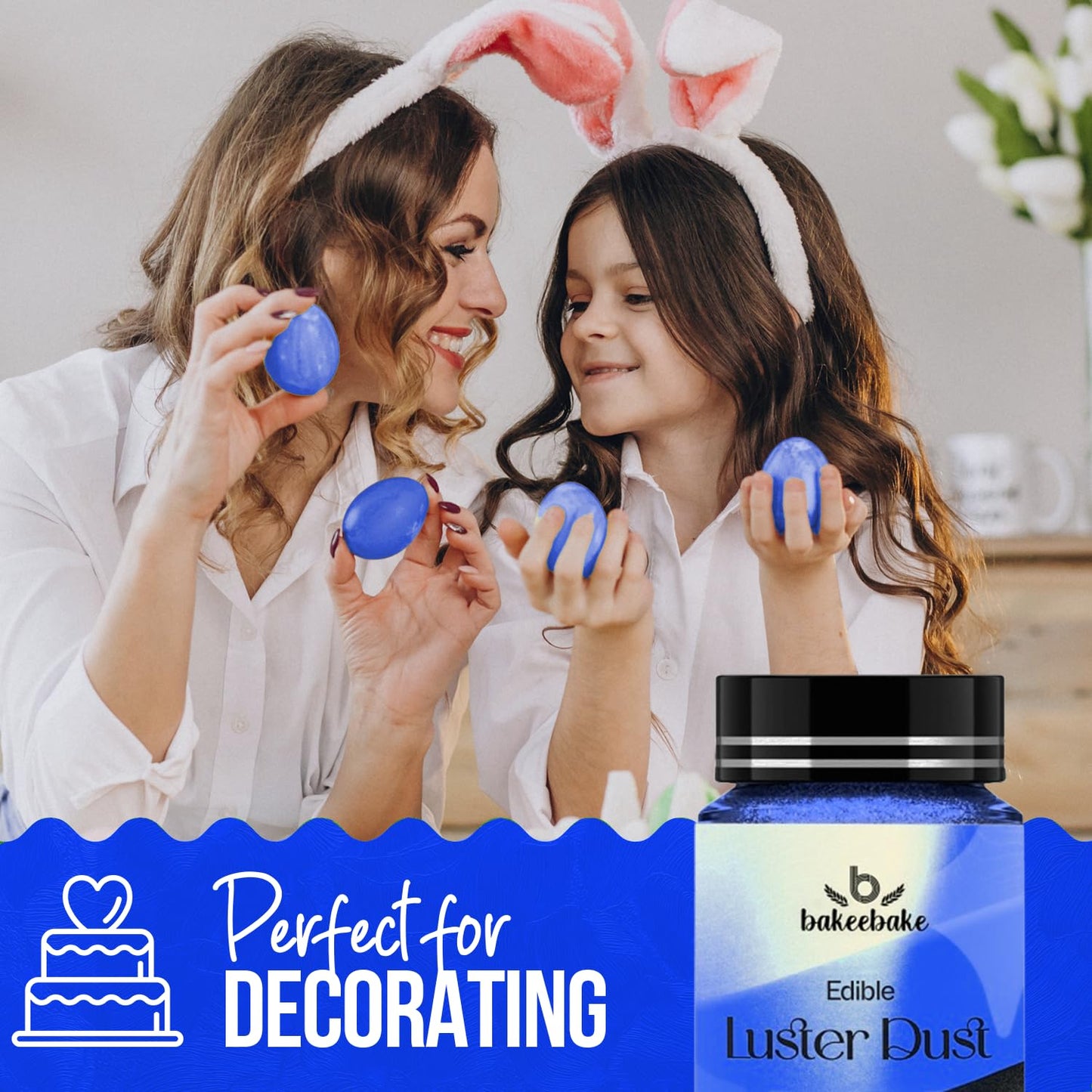 Bakeebake Luster Dust Edible 15G - Edible Glitter For Drinks & Desserts - Gluten Free Edible Blue Dust For Cake Decorating - Tas