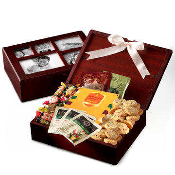 Photo Gift Box With Lid, Valentines Day Gifts Gourmet Food - Teas, Cocoas, Cookies, Snacks & Sweets Care Package For Women, Men, Holiday, Families, Memory Box For Thinking Of You, Get Well, Anniversary, Thank You