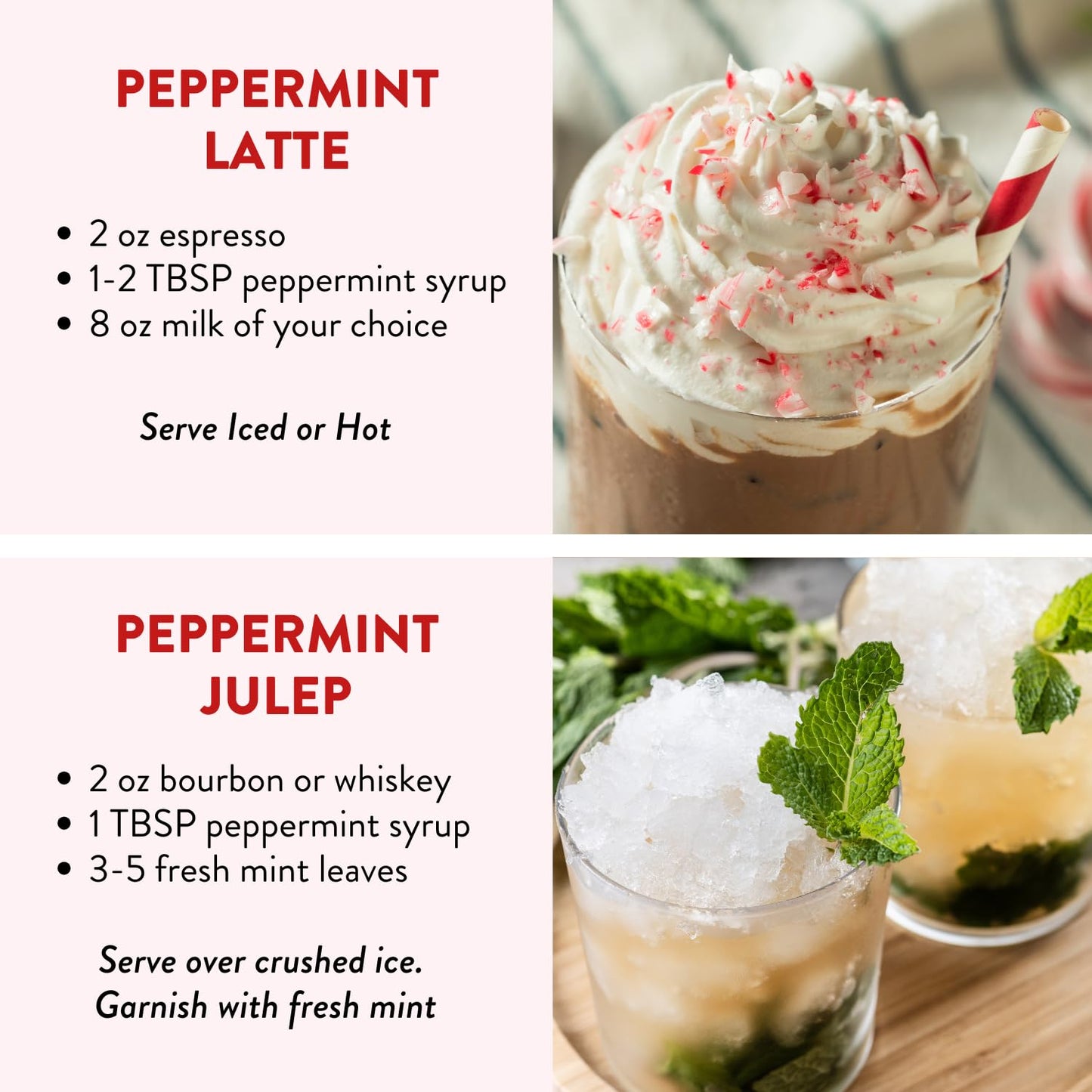Peppermint Agave Simple Syrup for Coffee  Cocktails  Matcha - Sweetened with Agave Nectar - Infused with Real Peppermint Leaf - 13.5 oz