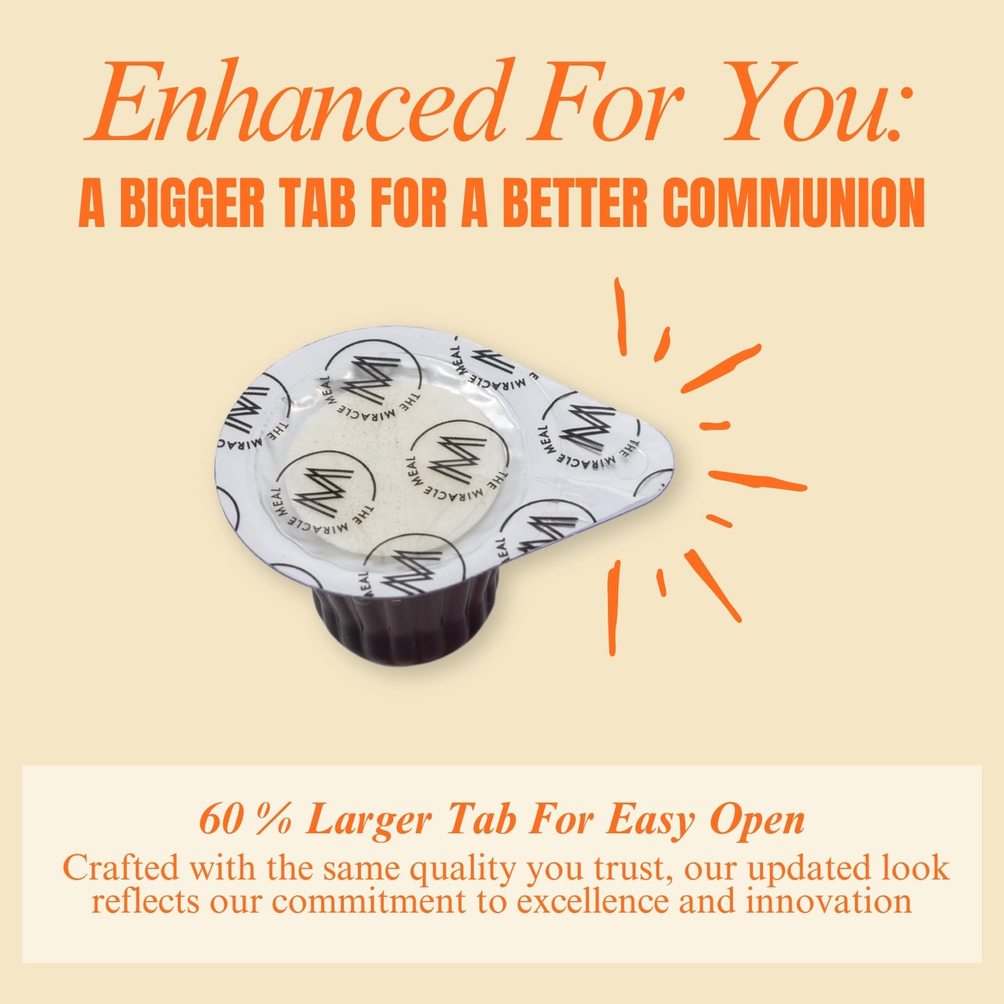 Pre-Filled Communion Cups With Larger Tab And Wafer Set - Box Of 100 - Made With Concord Grape Juice & Wafer - Made In The Usa