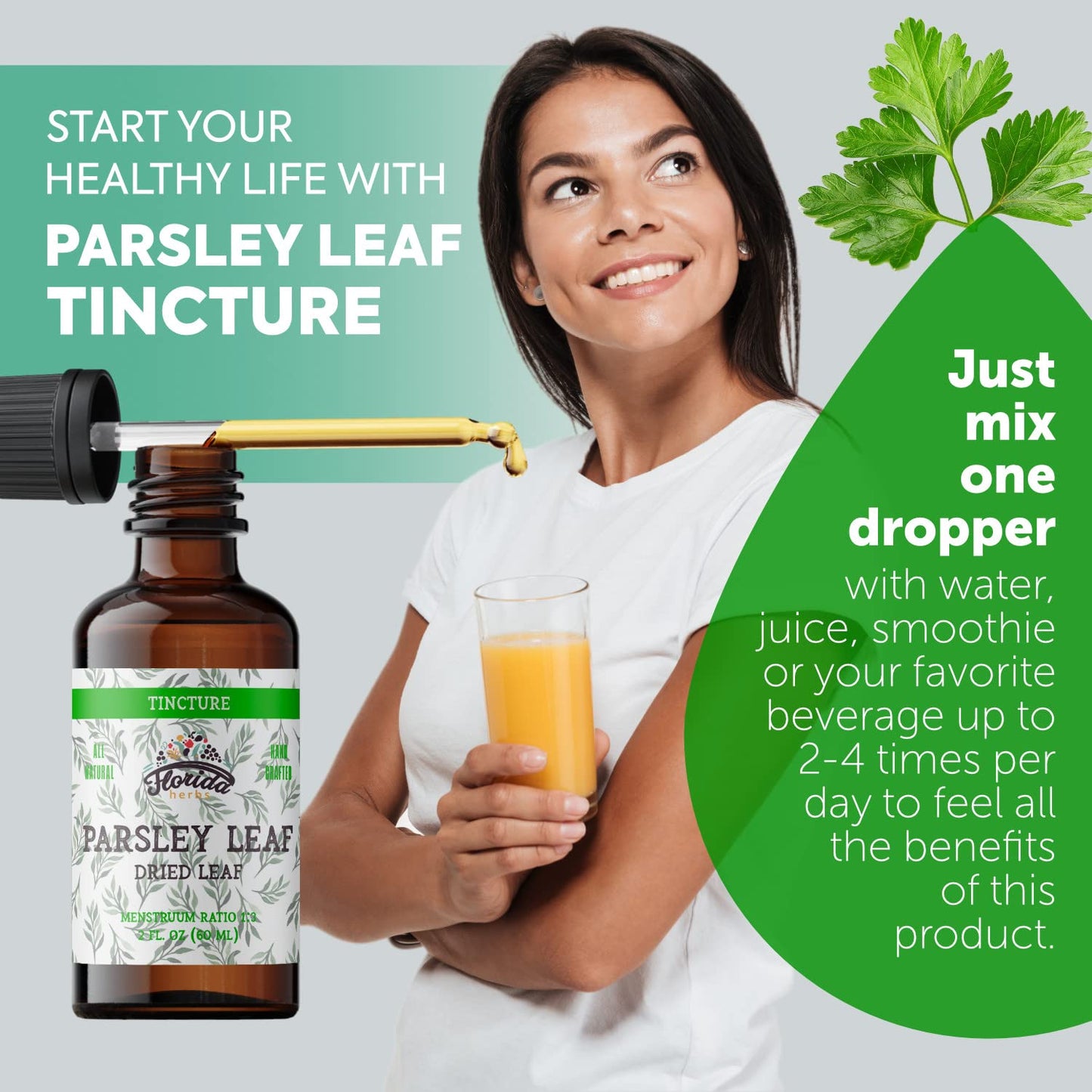 FLORIDA HERBS Parsley Leaf Tincture, Organic,   -Free, 2 Fl Oz, Non-GMO, Cold-Pressed Vegetable Glycerin