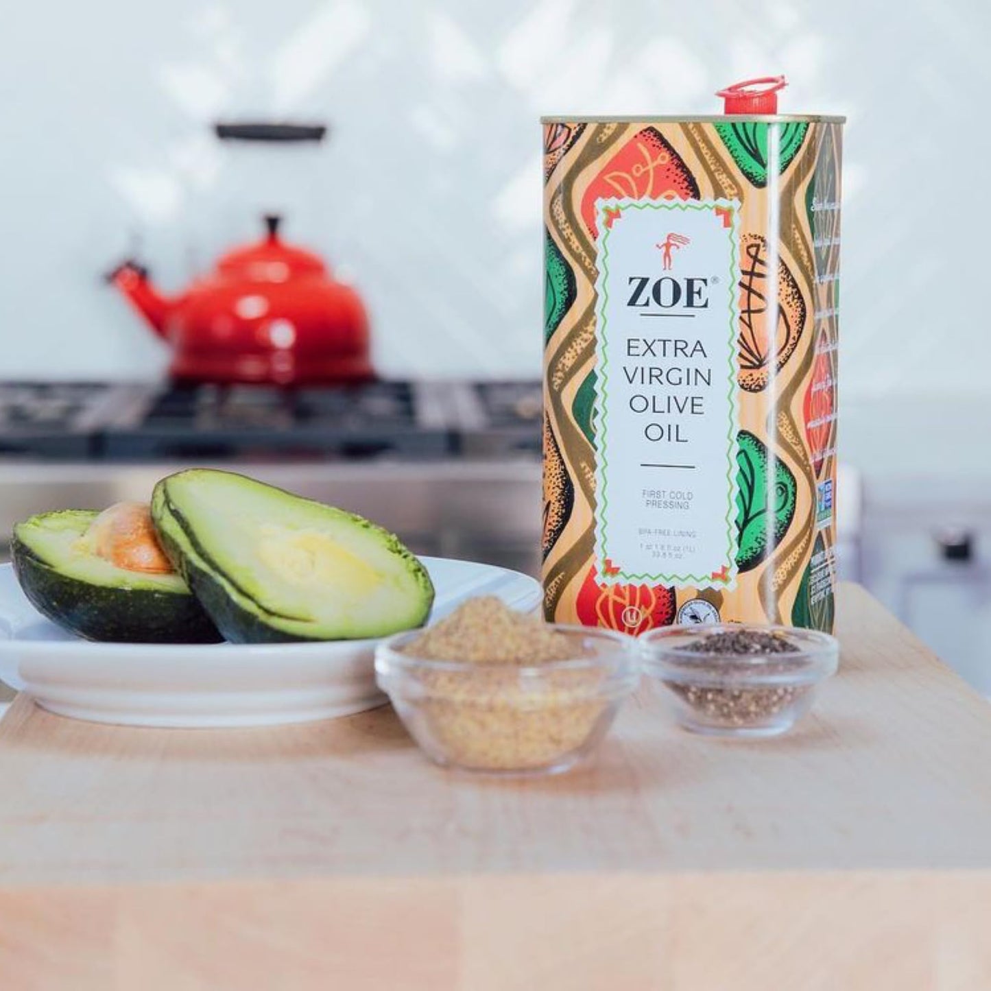 ZOE Extra Virgin Olive Oil, First Cold-Pressed, High Polyphenol, 1L (33.8 fl oz), BPA-Free Tin