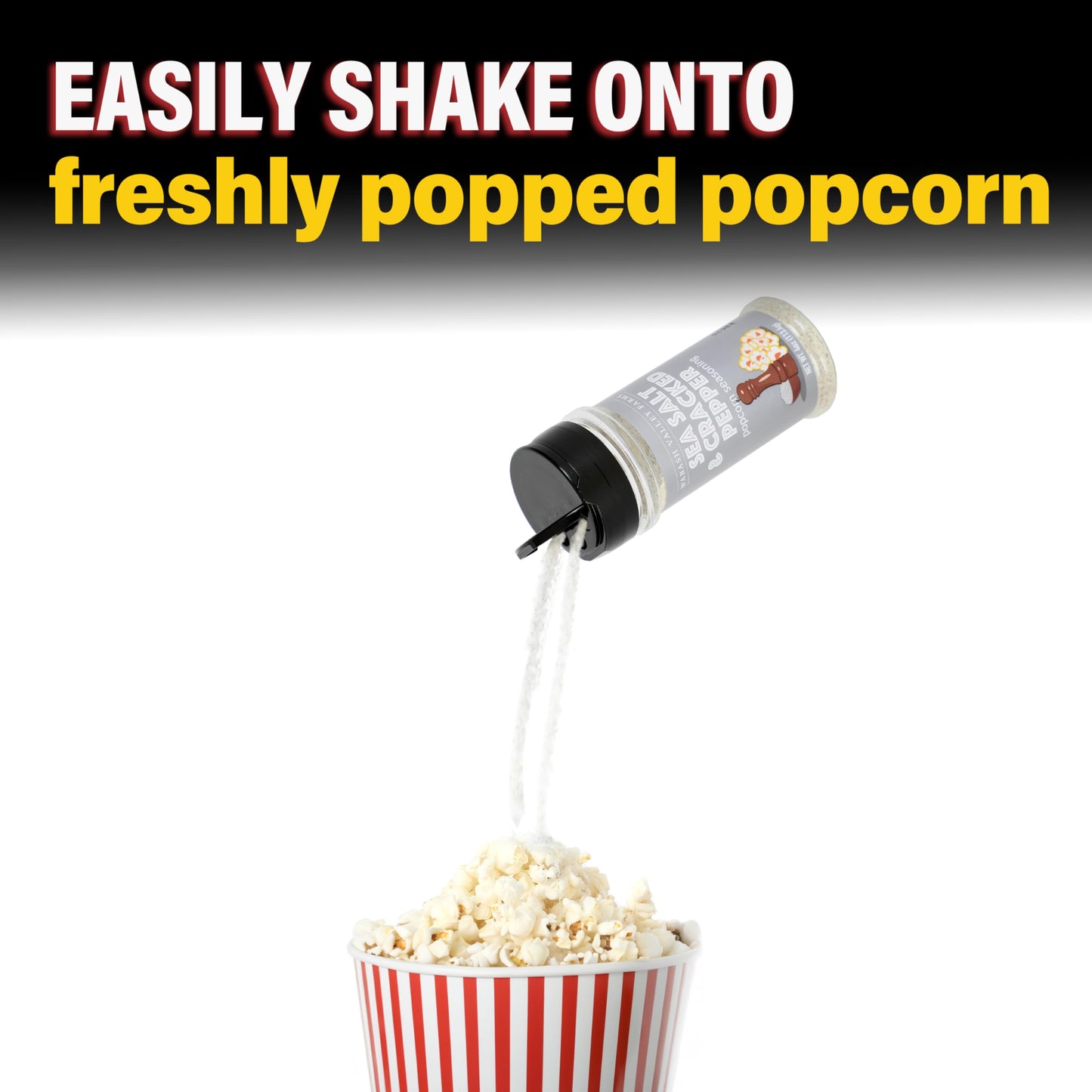 Wabash Valley Farms Salt and Pepper Popcorn Seasoning, Gourmet Movie Night Topping, 4 oz