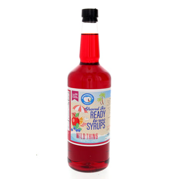 Hypothermias Shaved Ice & Snow Cone Syrup - BPA-Free Recyclable Plastic Bottle Quart (32 Fl. Oz) - Wild Cherry - Non-GMO 100% Pu