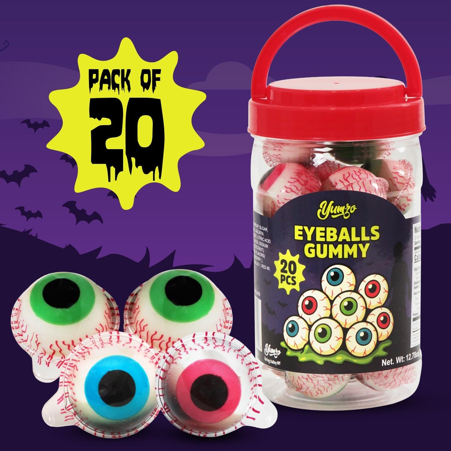 Halloween Gummy Eyeballs Candy  20 Pieces of Perfect Gummy Halloween Candy S that Works as Game Prizes and Haunted House Giveaways  Ideal for Parties and Scary Dessert Tables
