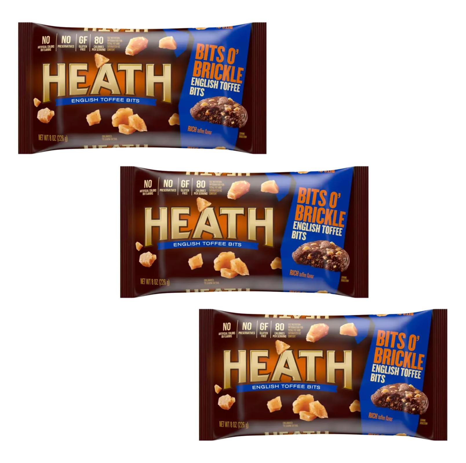 Heath English Toffee Bits Baking Chips - Pack of 3 - Delicious Additions to Any Treat - Great for Sharing with Friends and Famil