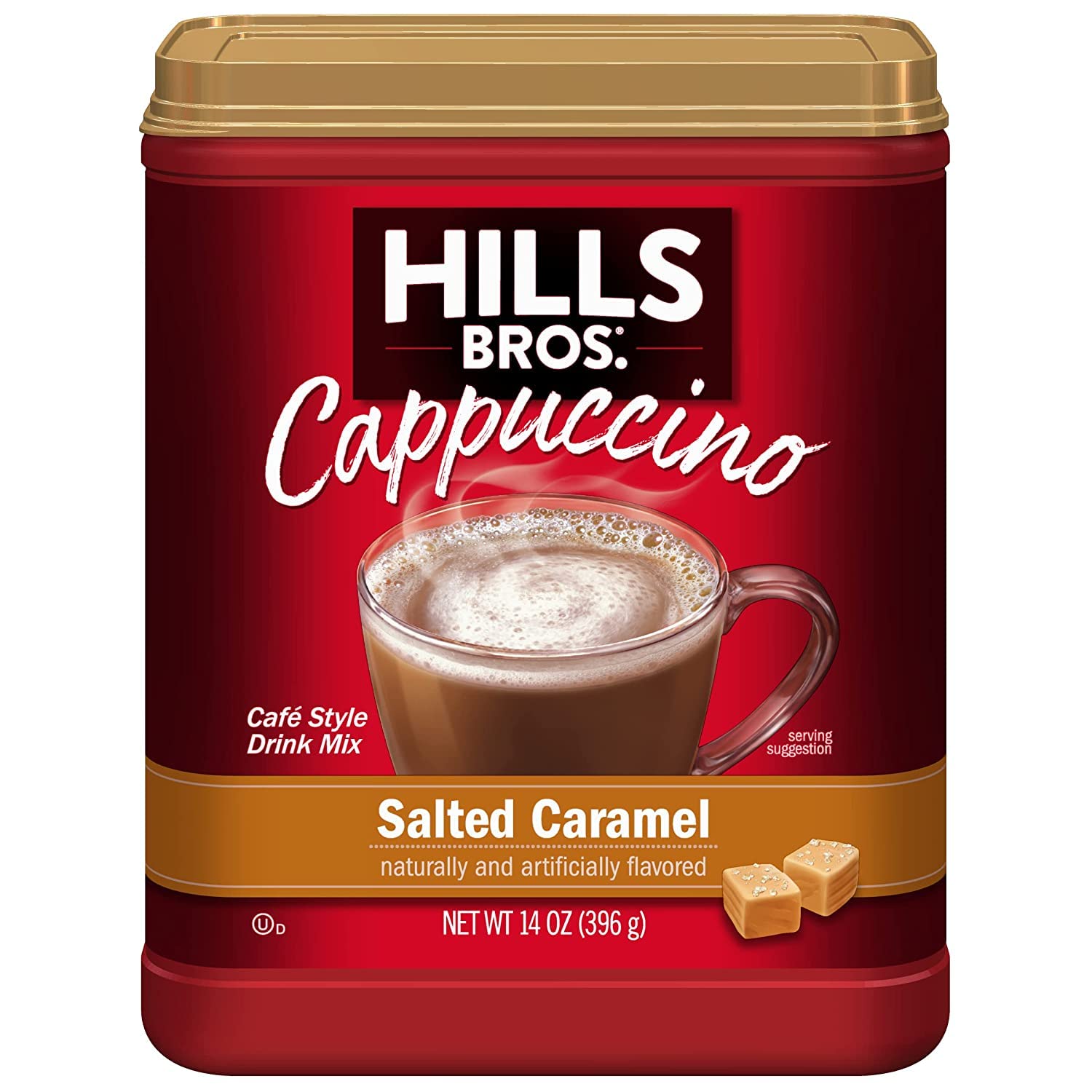 Hills Bros Instant Salted Caramel Cappuccino Mix, 14 Ounce, Easy to Use, Coffeehouse Flavor at Home
