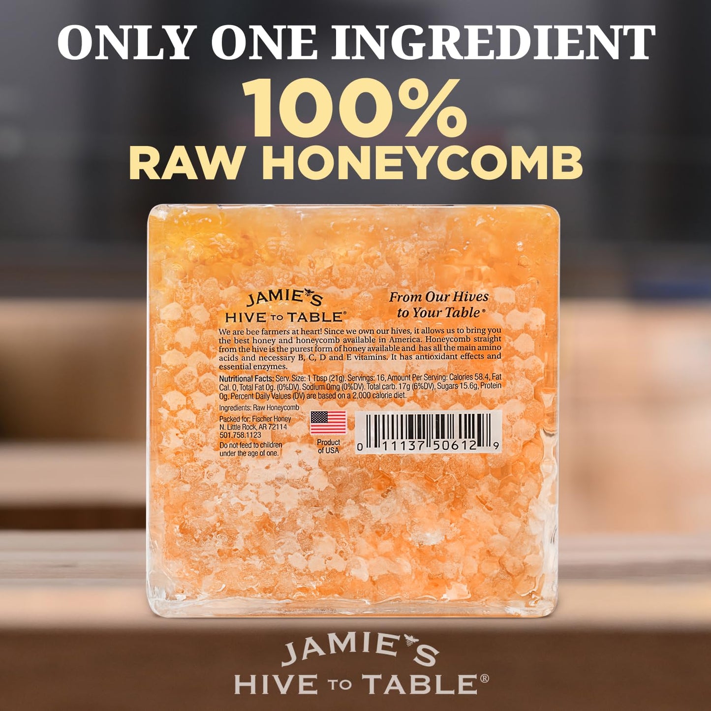 Jamie'S Hive To Table 100% Raw Honeycomb, 72 Oz (Pack Of 6) - All-Natural Pure Georgia Honeycomb - Fresh Georgia Honeycomb With