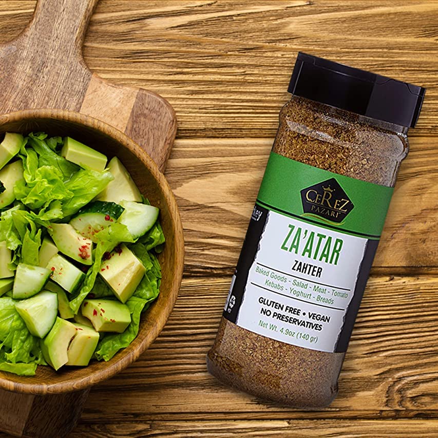 Cerez Pazari Zaatar Mediterranean Seasoning 4.9 Oz (Zaatar/Zatar/Zahtar) Premium Grade,%100 Natural, Freshly Packed, Non-Gmo, Gl