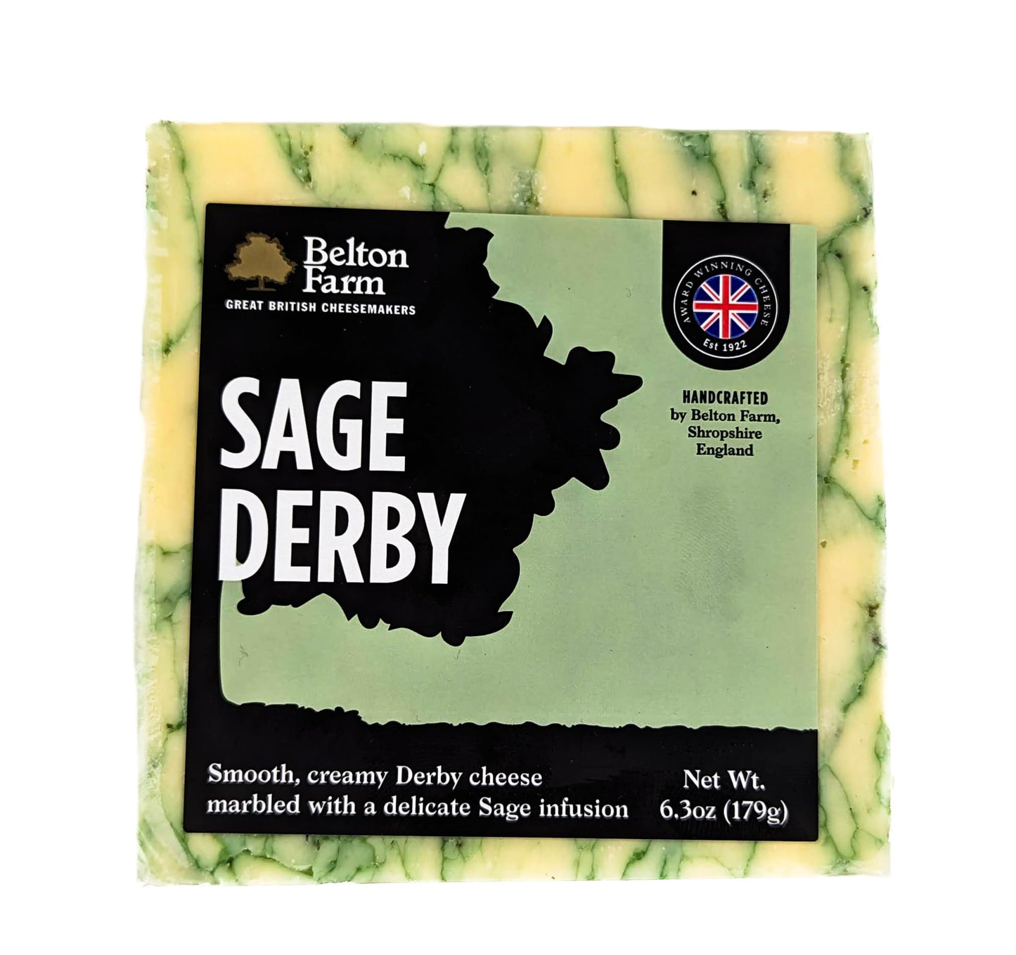 Generic Sage Derby Cheese - 1lb Block