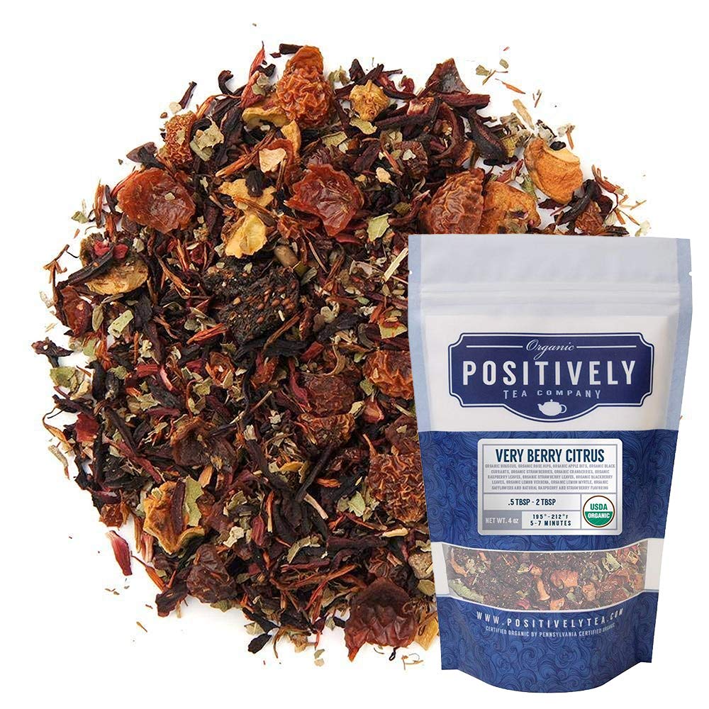 Organic Positively Tea Company Very Berry Citrus Herbal Tea Loose Leaf 4 Ounce Tea