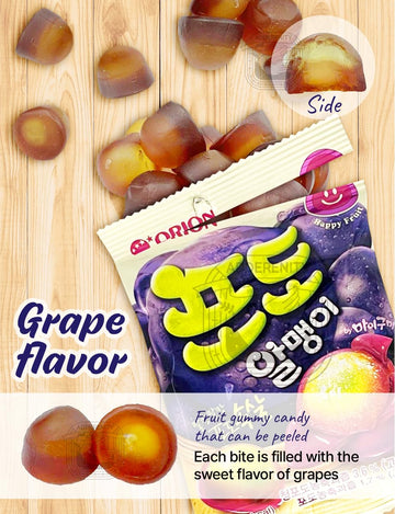 Fruit Peelable Candy - Grape Flavor 67G X 4Pack (268G/9.46Oz) Jelly Filled Gummies, Gluten Free Individually Wrapped Korean Snac