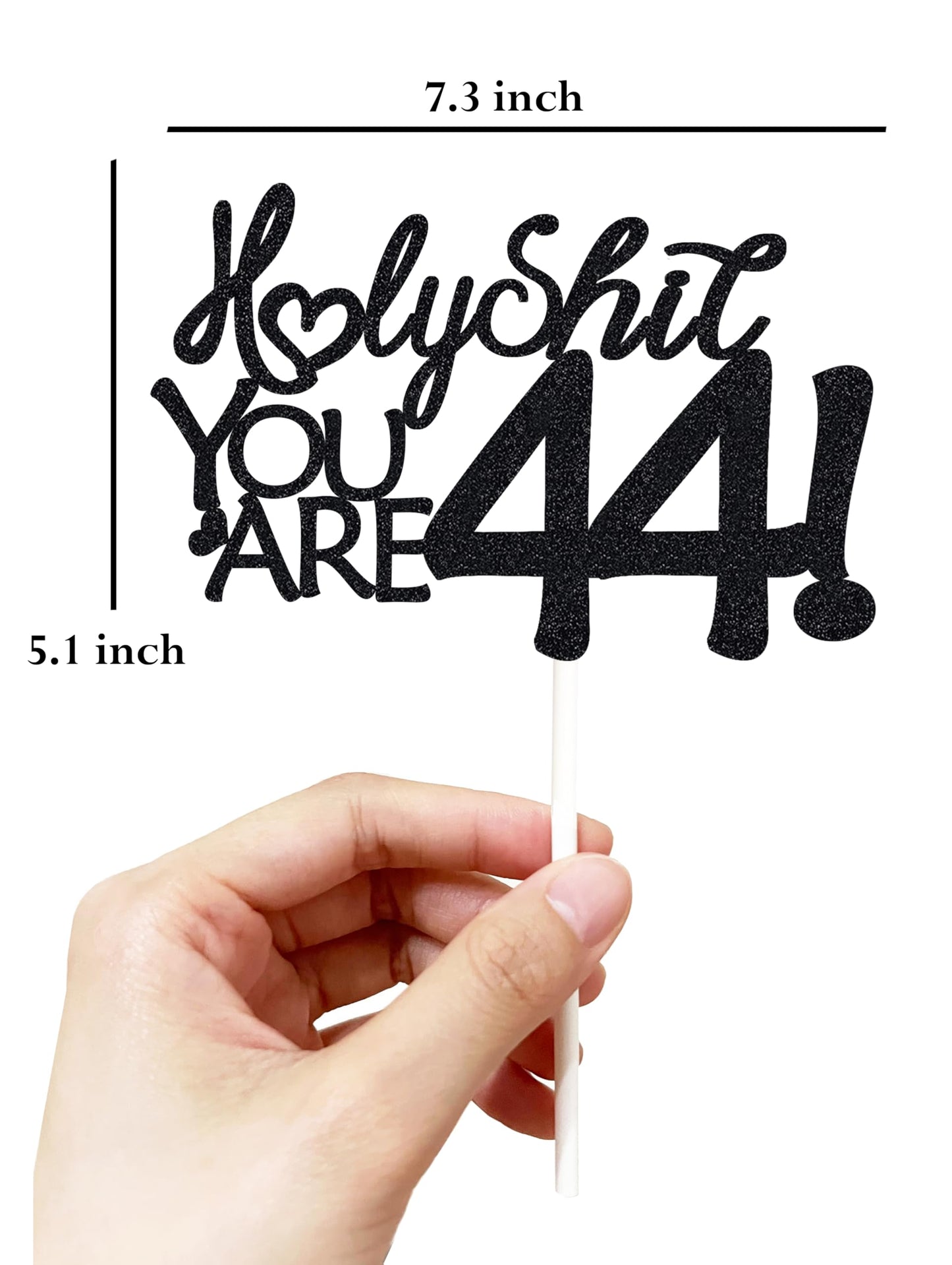 Happy 44Th Birthday Cake Topper 44 Birthday Cake Toppers-Black Glitter, Funny 44Th Cake Topper For Men,44 Cake Topper For Women,