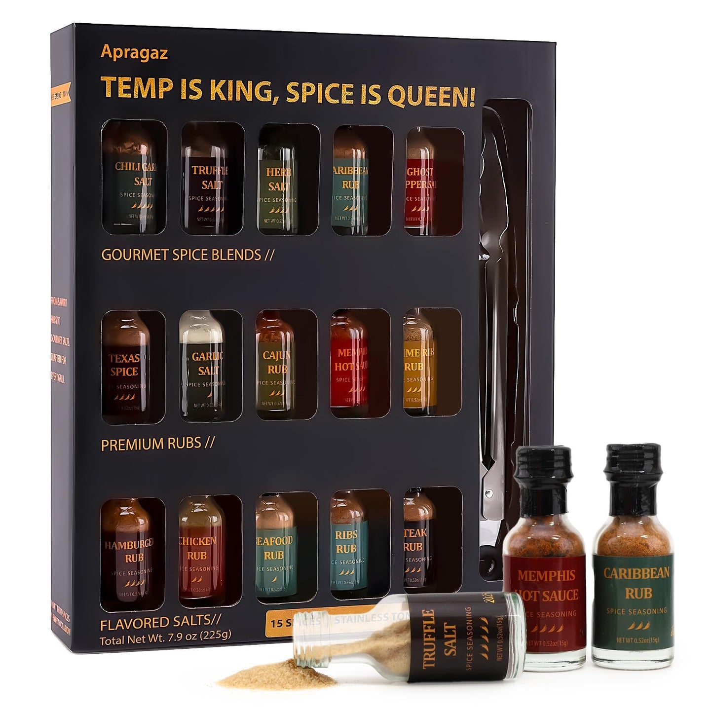 Grilling Seasoning Gift Set-15 Pack Unique Spices And Seasonings Sets For Men, All-Purpose Bbq Spices And Rubs Set For Mens Christmas Gifts Dads, Birthday, Husbands And Housewarming