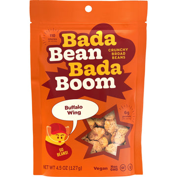 Bada Bean Bada Boom, Crunchy Roasted Broad Bean Snacks (Fava), High Protein, Vegan, Gluten-Free - 110 Calorie Packs, Cinnamon, 4